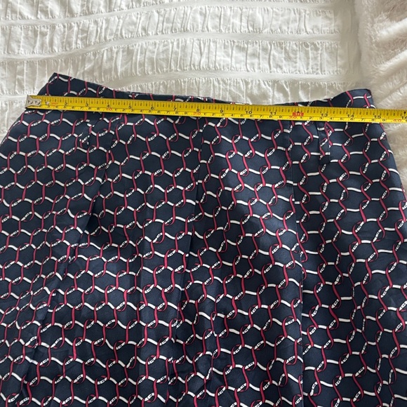 Talbots 6P Skirt 100% Silk A Line Full Nautical Chain Print Red White Blue - Picture 6 of 7